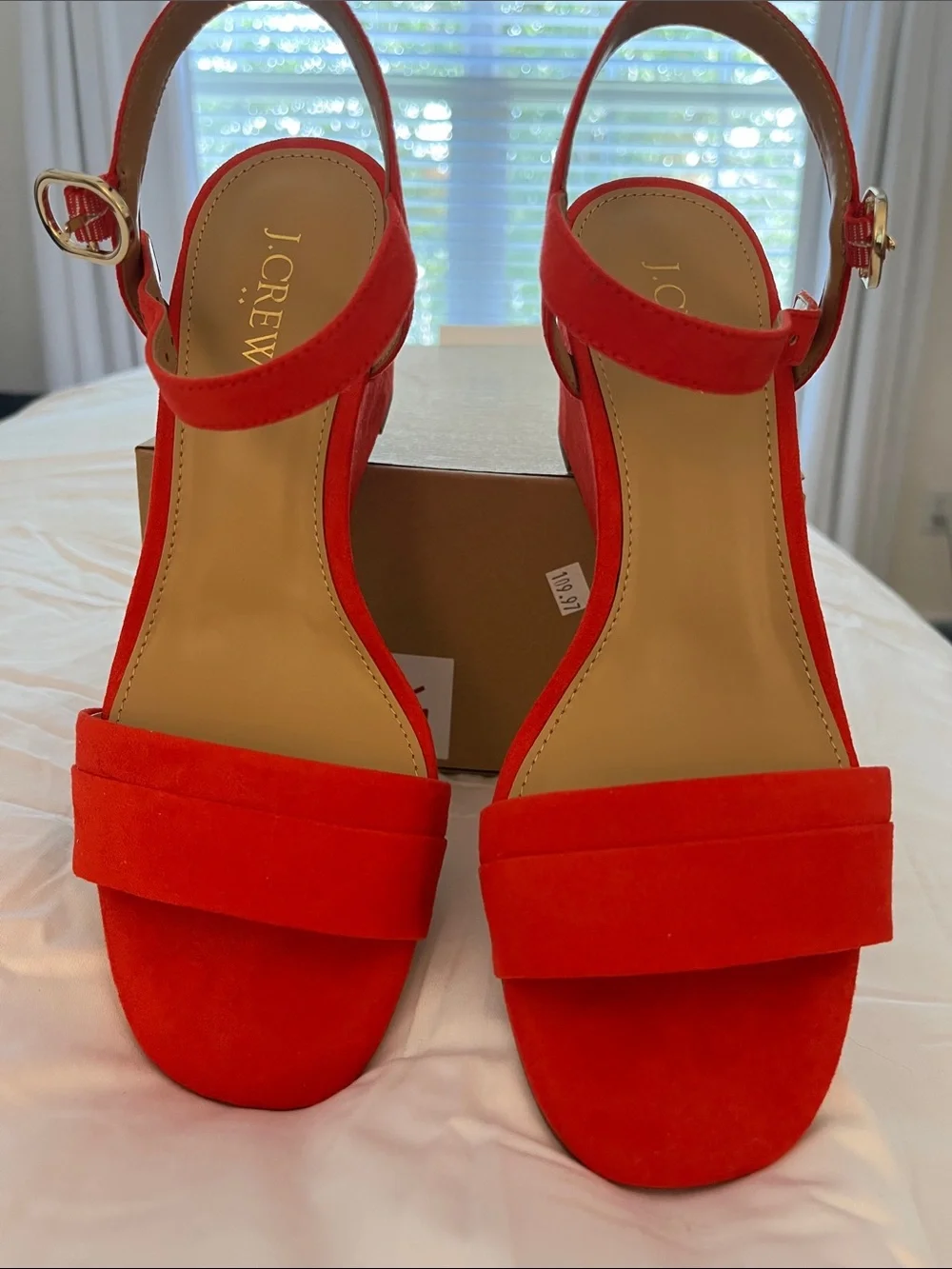 J. Crew Red Suede Wedge Sandals